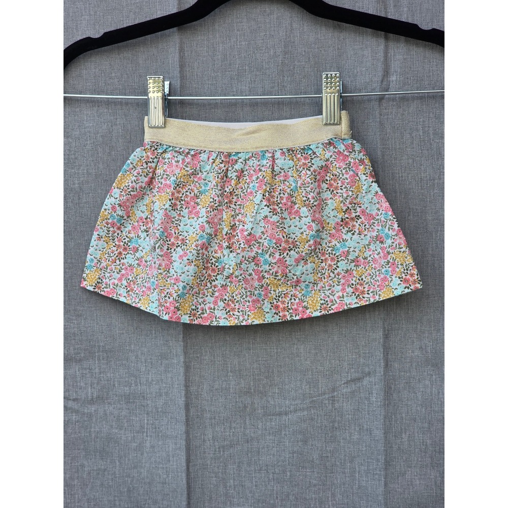 Carters Baby Girl Floral Skirt Gold Glitter Waistband Built-in Diaper Cover 9M